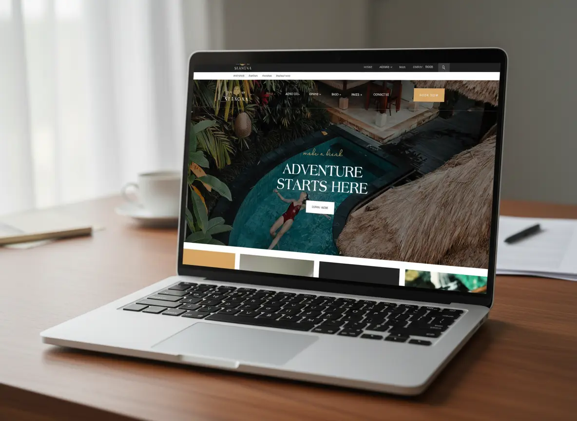 Resort website on a laptop